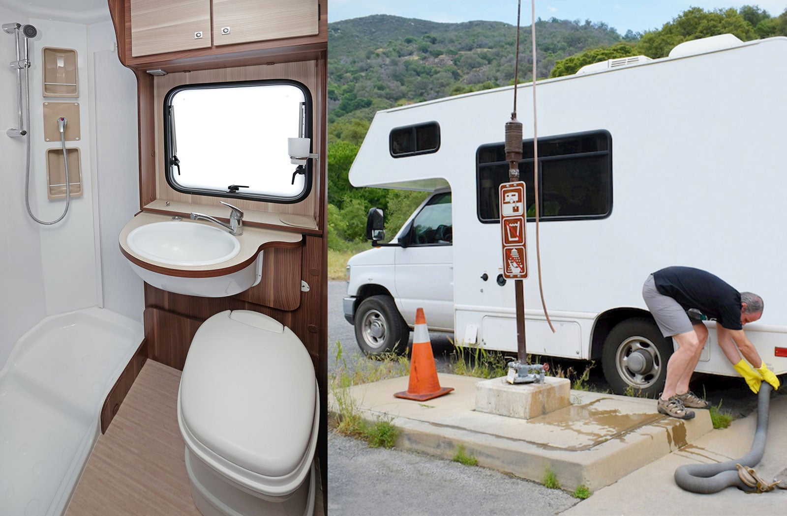 Portable RV/camper toilet and holding tank setup in Toledo, Ohio